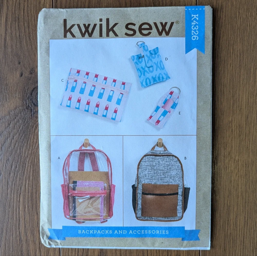 Kwik Sew K4326 Uncut New Pattern Backpack And Accessory BOGO DEAL